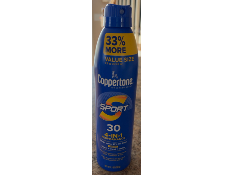 Coppertone Sport 4-In-1 Performance Sunscreen Spray, SPF 30, 7.3 oz/208 mL