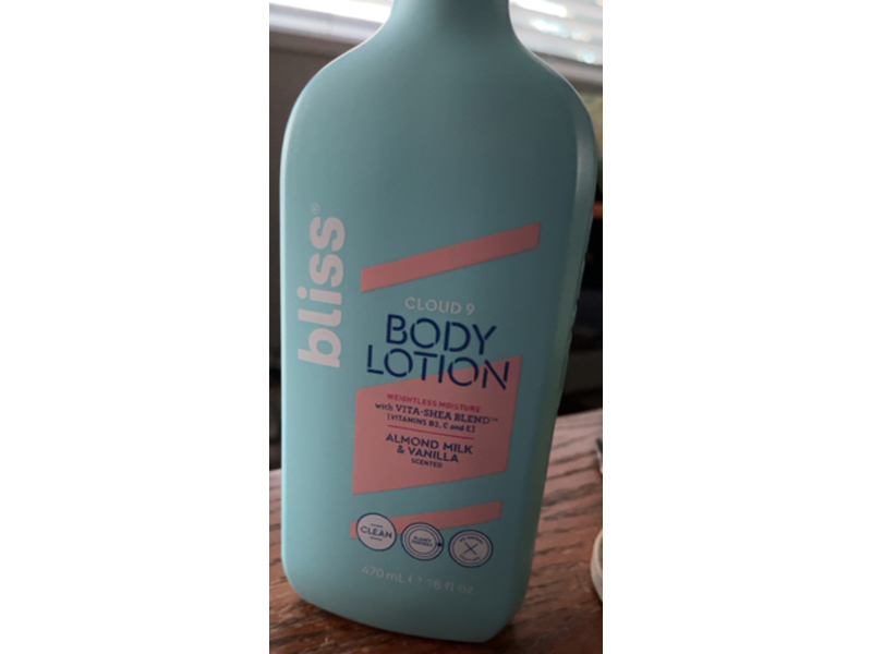 Bliss Cloud 9 Body Lotion, Almond Milk & Vanilla, 16 fl oz/470 mL, Pack Of 3