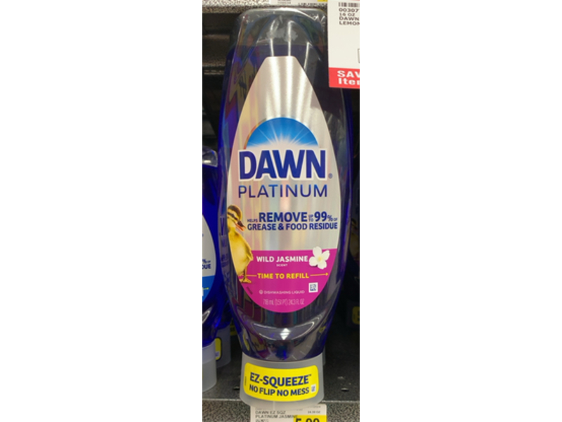 Dawn Platinum Ez - Squeeze Dishwashing Liquid, Wild Jasmine Scent, 24.3 fl oz/718 mL, Pack Of 2