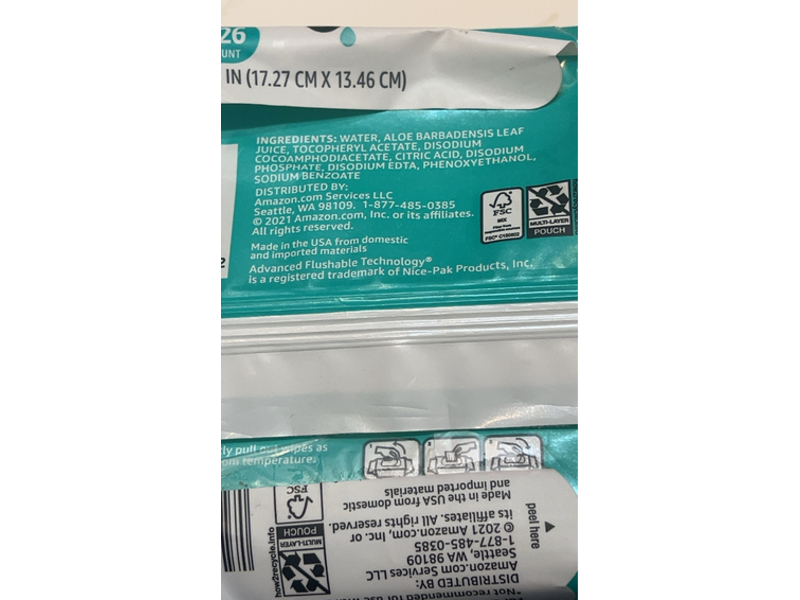 Amazon Basics Flushable Wipes, 42 Count, Pack Of 3