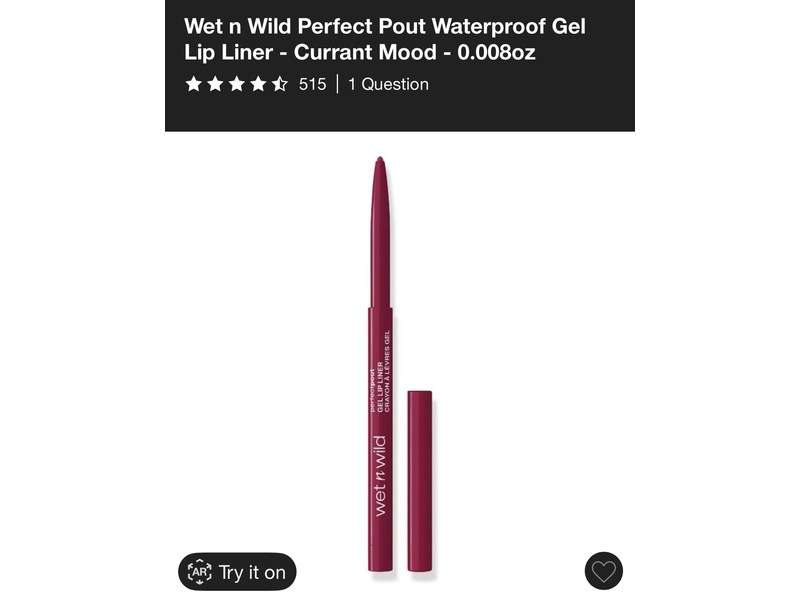 Wet n Wild Perfect Pout Gel Lip Liner, Currant Mood, 0.008 oz/0.25 g