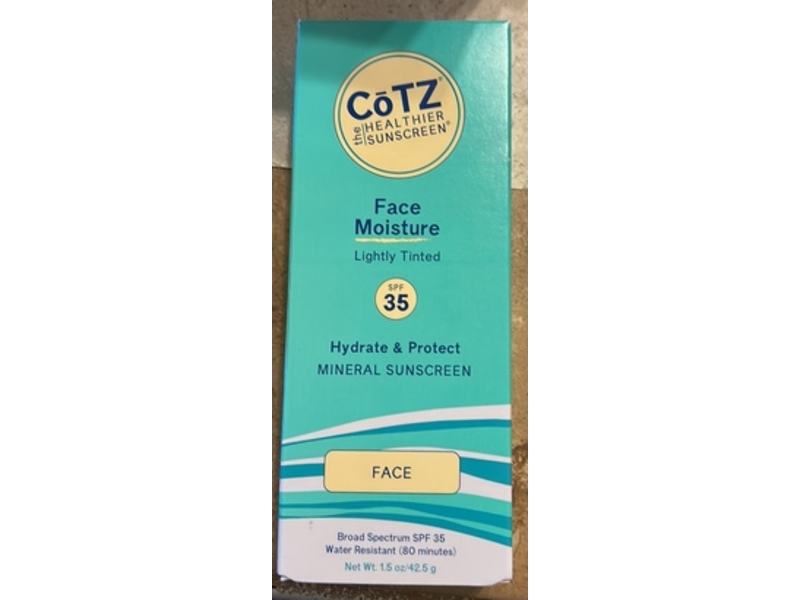 Cotz Face Moisture Lightly Tinted Mineral Sunscreen, SPF 35, 1.5 oz/42.5 g