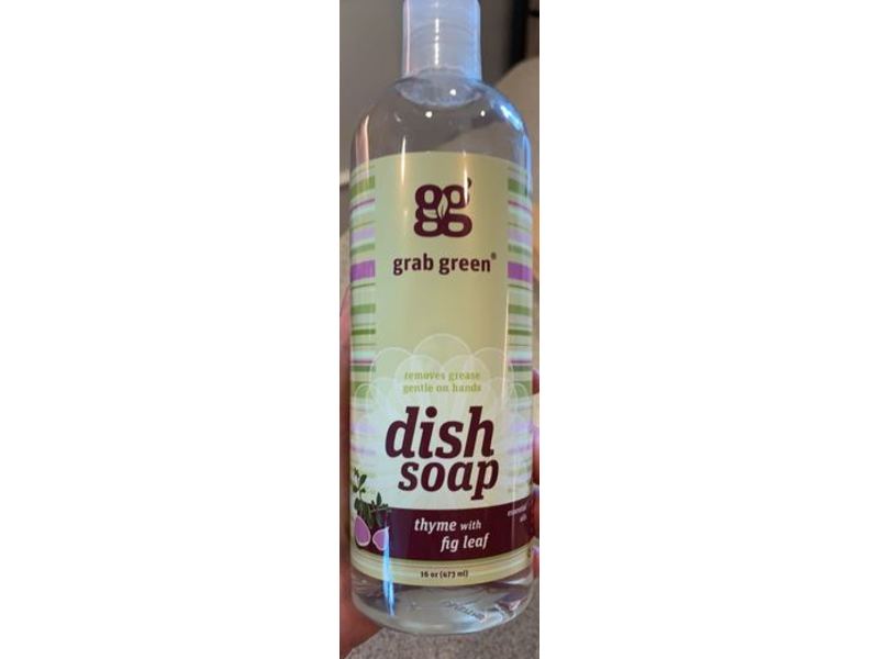 Grab Green Liquid Dish Soap, Thyme With Fig Leaf, 16 oz/473 mL, Pack Of 3