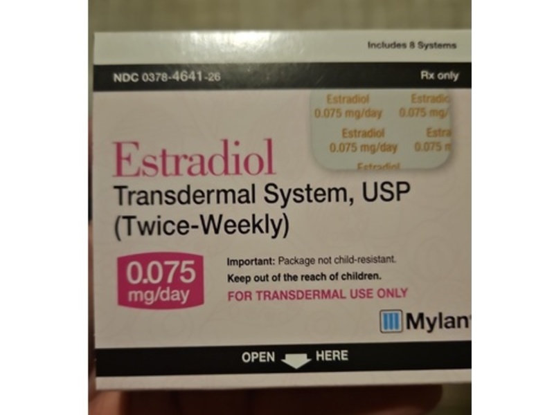 Estradiol Transdermal System 0.075%, 8 Count, Mylan (Rx)