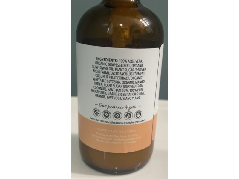 Rowe Casa Organics All Natural Moisturizing Body Lotion, Orange + Ylang Ylang, 8 fl oz/237 mL