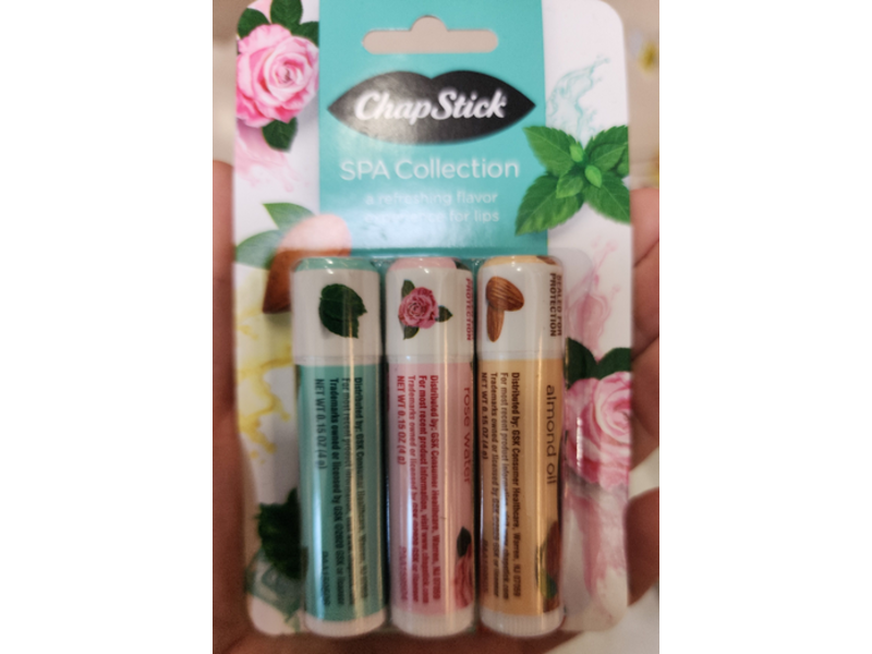 Chapstick Lip Balm Set, Almond Oil + Rose Water + Mint Tea, 0.15 oz/14 g