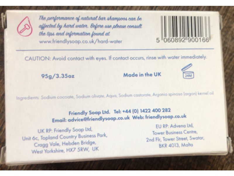 Friendly Soap Shampoo Bar, Organic Argan Oil, 3.35 oz/95 g