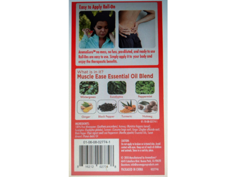 Aroma Guru muscle Ease Roll On, 0.27 fl oz/8 mL