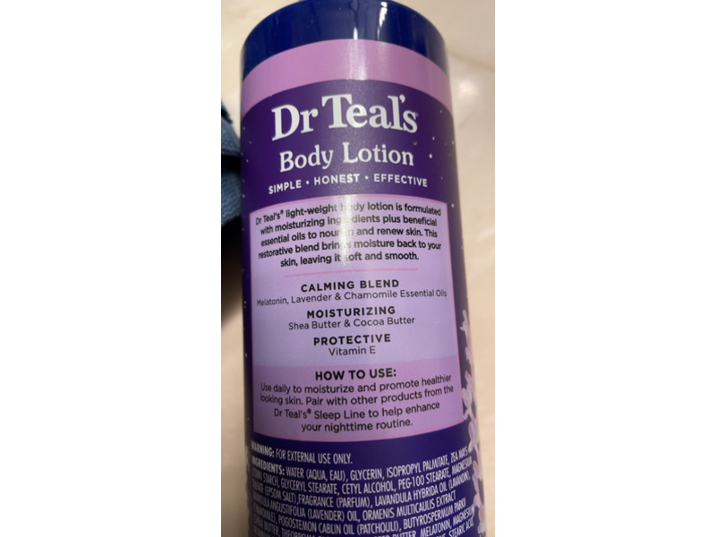 Dr Teal's Moisture+Sleep Blend Body Lotion, Melatonin+Lavender & Chamomile Essential Oils, 18 fl oz/532 mL