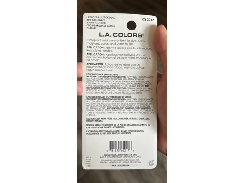 L.A. Colors Lip Duo Lipgloss & Lipstick, Charmed