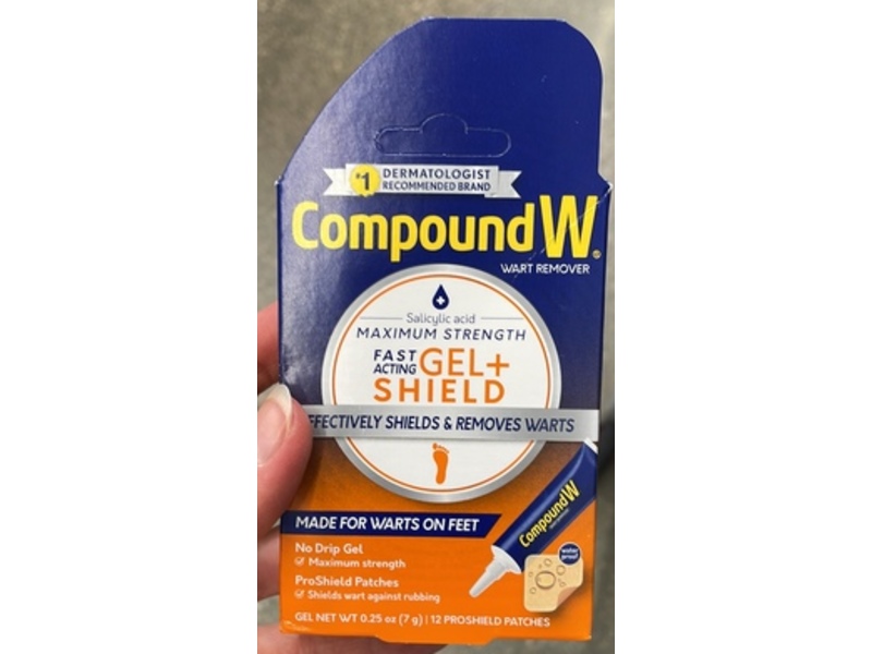 Compound W Fast Acting Gel + Wart Remover & ProShield Patches, 0.25 oz/7 g, 12 Count