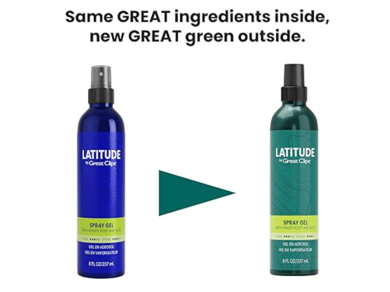 Latitude By Great Clips Spray Gel, Ginger Root & Aloe, 8 fl oz/237 mL