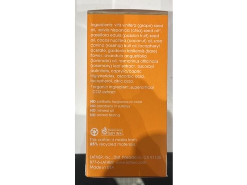 Lather Face Oil, Chia Seed & Passion Fruit, 1 fl oz/29 mL