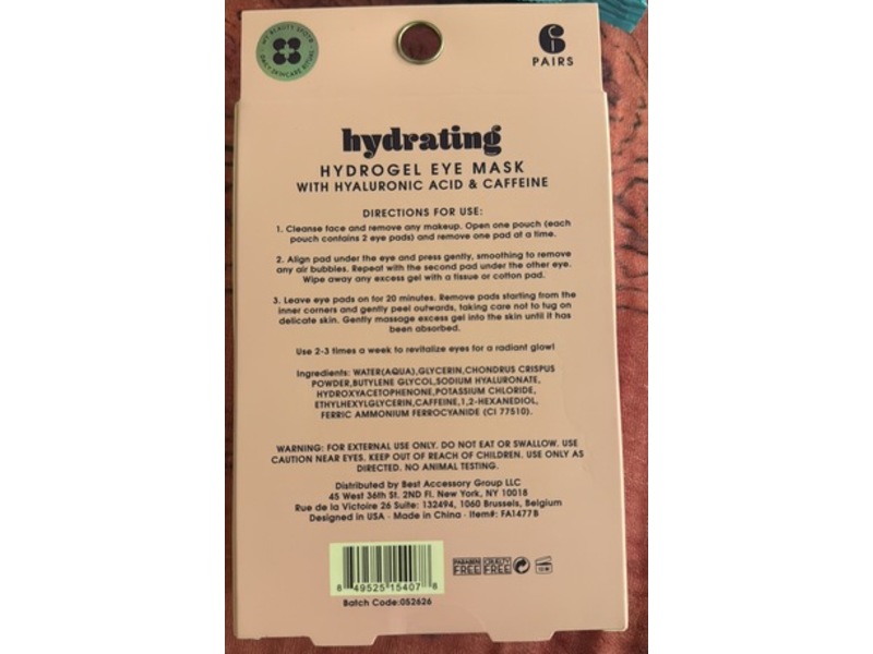 Fresh Skin Hydrating Hydrogel Eye Mask, 6 Pairs