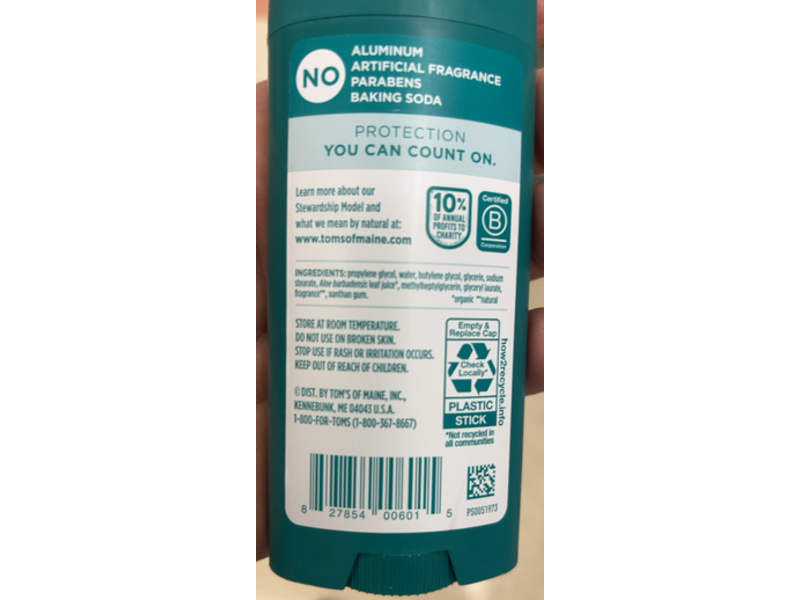 Tom's of Maine Deodorant, Wild Lavender Scent, 3.25 oz/92 g