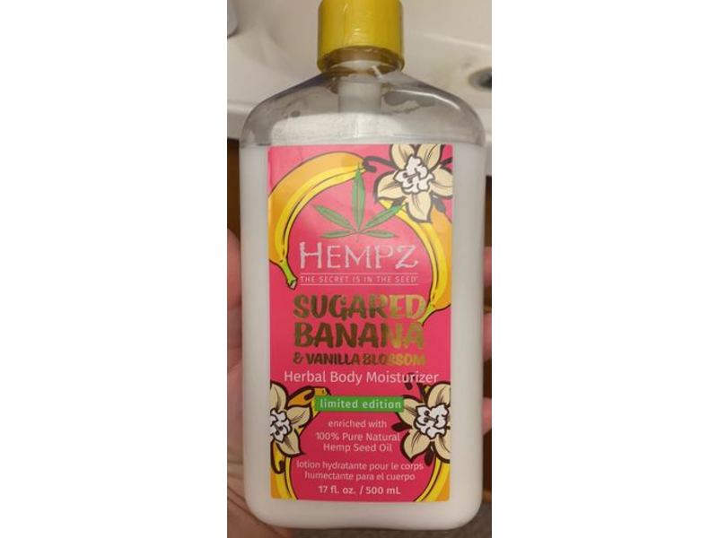 Hempz Herbal Body Moisturizer, Limited Edition, Sugared Banana & Vanilla Blossom, 17 fl oz/500 mL