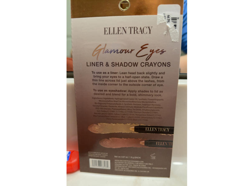 Ellen Tracy Glamour Eyes Liner & Shadow Crayons, Champagne & Rose Gold, 0.07 oz/1.9 g