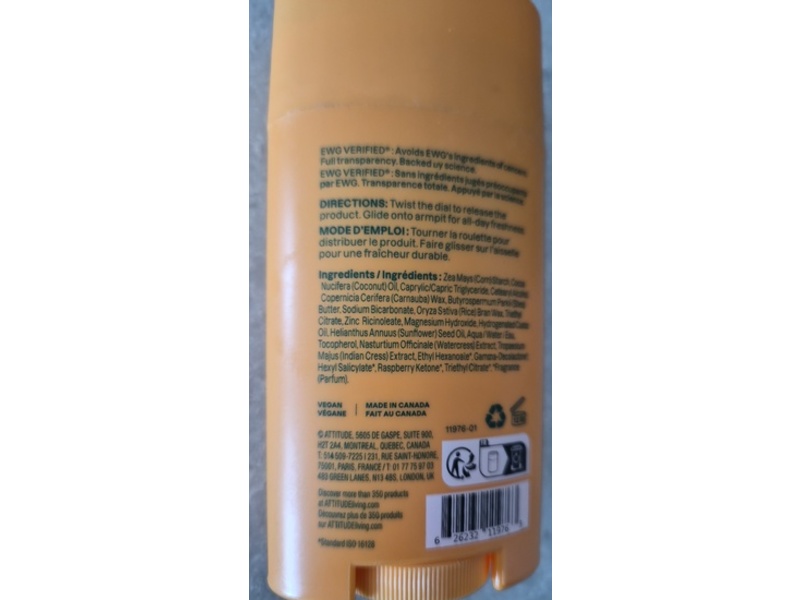 Attitude Super Leaves Deodorant, Orange Blossom & Eucalyptus, 2.64 oz/75 g