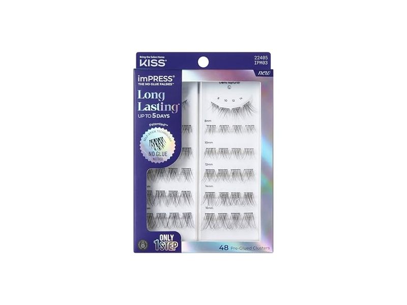 Kiss Impress False Eyelashes, Demi Natural, 48 Count
