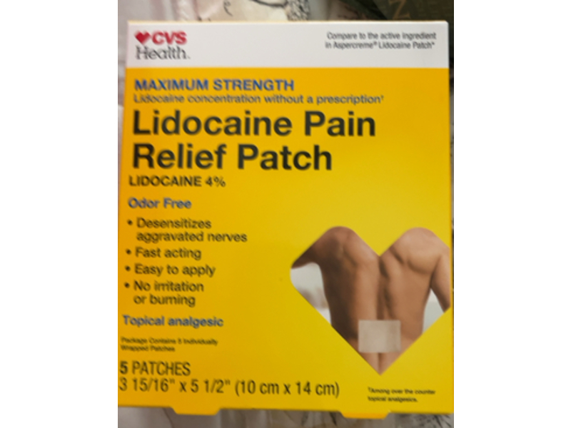 CVS Health Lidocaine Pain Relief Patch, Lidocaine 4%, 5 Patch