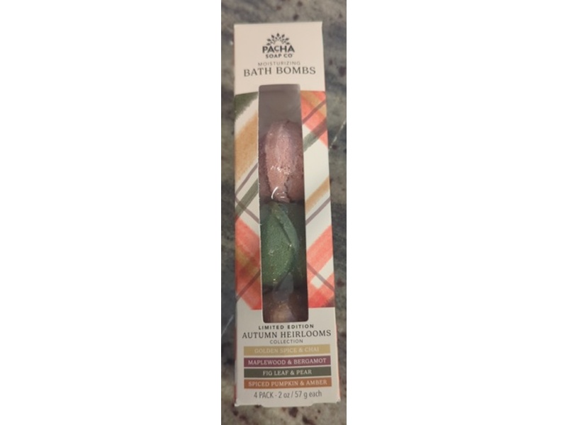Pacha Soap Co Moisturizing Bath Bomb Set, Autumn Heirlooms Collection, 2 oz/57 g, Pack Of 4