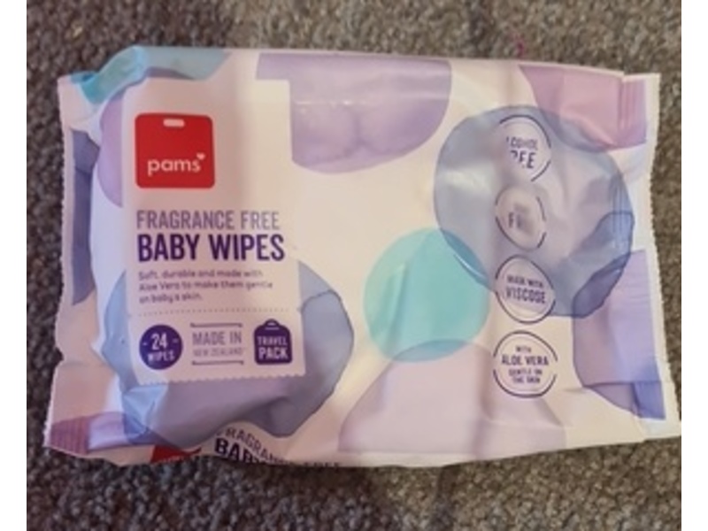 Pams Baby Wipes, Fragrance Free, Wipes, 24 Count