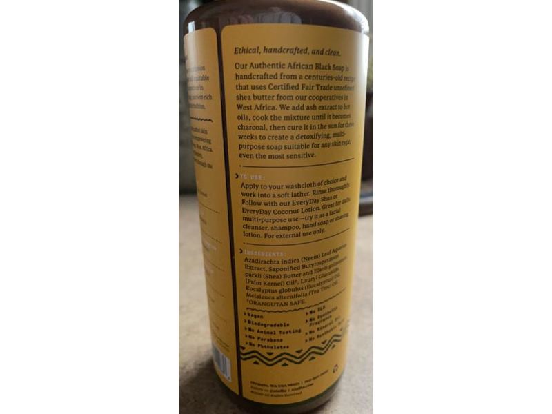 Alaffia Authentic African Black Soap, Eucalyptus Tea Tree, 32 fl oz/950 mL
