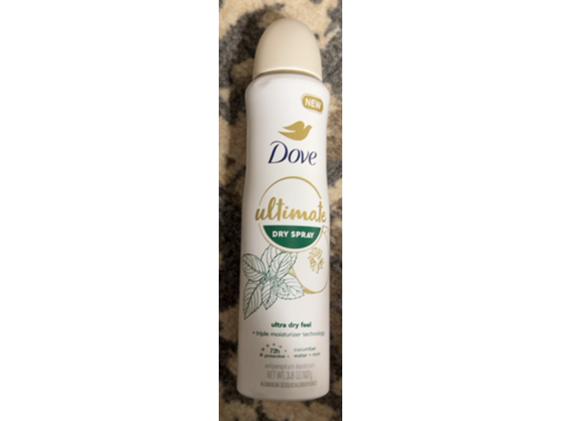 Dove Ultimate Dry Spray Antiperspirants Deodorant, Cucumber + Water & Mint, 3.8 fl oz/107 g, Pack Of 2