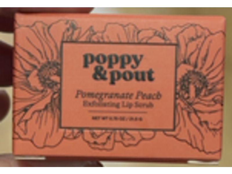 Poppy & Pout Exfoliating Lip Scrub, Pomegranate Peach, 0.75 oz/21.5 g