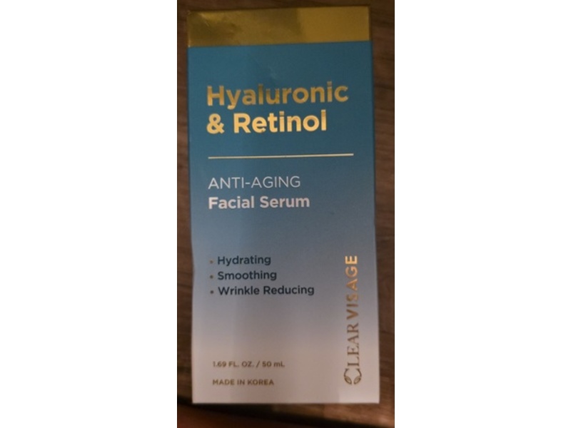Clear Visage Anti-Aging Serum, Hyaluronic & Retinol, 1.69 fl oz/50 mL