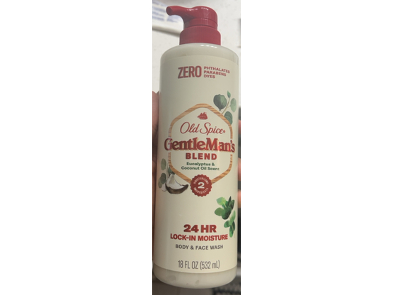 Old Spice Gentleman's Blend Body & Face Wash, Eucalyptus & Coconut Oil Scent, 18 fl oz/532 mL, Pack Of 4