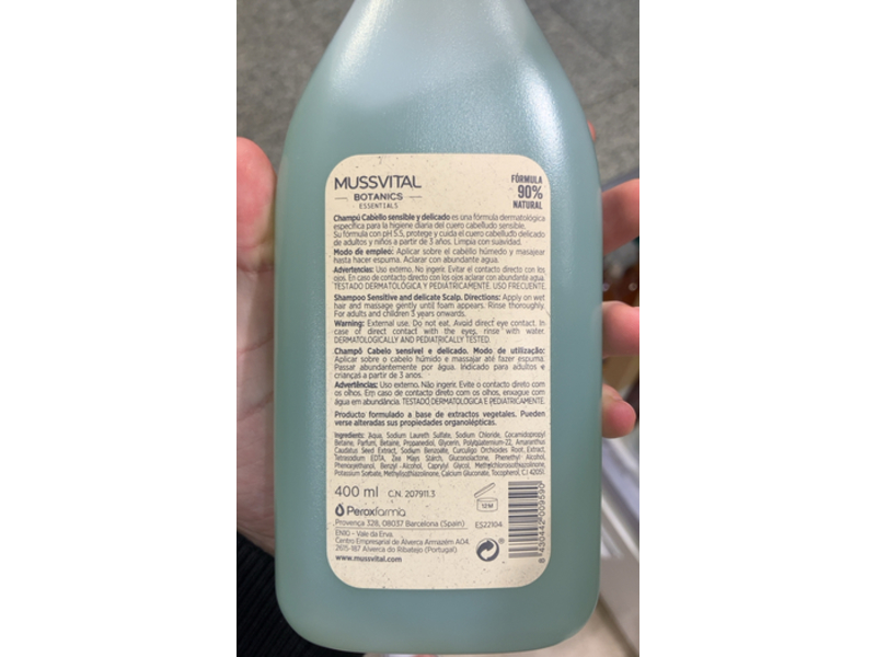 Mussvital Botanics Sensitive Hair Shampoo, 400 mL