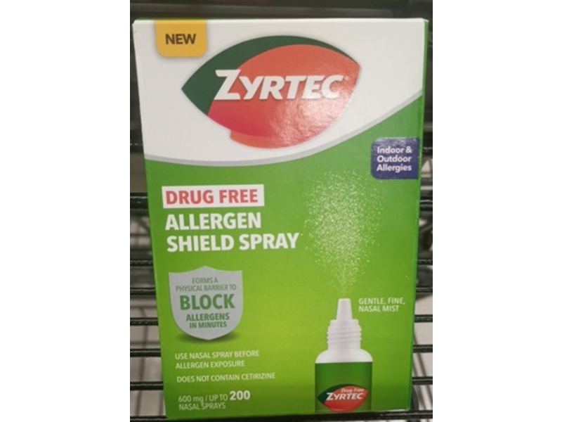 Zyrtec Drug Free Allergen Shield Spray Nasal Mist, 600 mg
