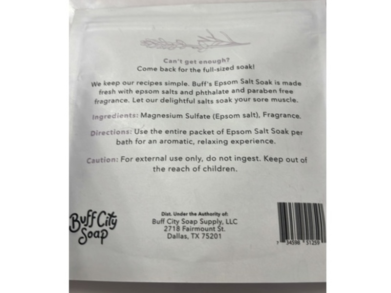 Buff City Soap Epsom Salt Soak, Lavender, 3.5 oz/99 g