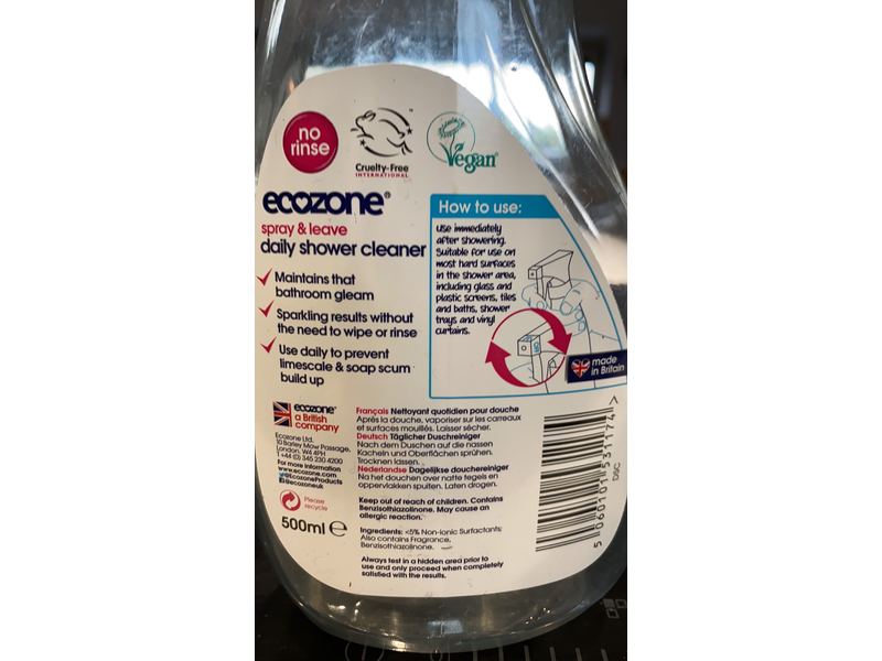 Ecozone Spray & leave Daily Shower Cleaner, 500 mL
