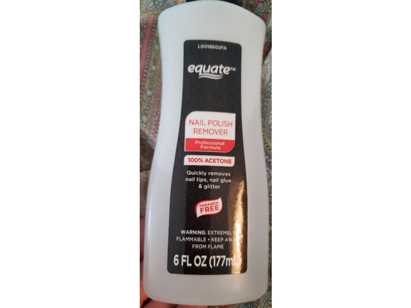 Equate Nail Polish Remover, 100% Acetone, 6 fl oz/177 mL