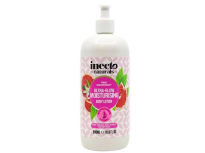 Inecto Naturals Ultra-Glow Moisturizing Body Lotion, Pink Grapefruit, 16.9 fl oz/500 mL