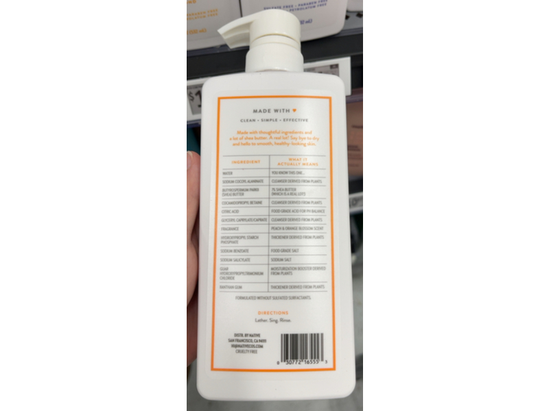 Native Moisturizing Body Wash, Peach & Orange Blossom, 18 fl oz/532 mL