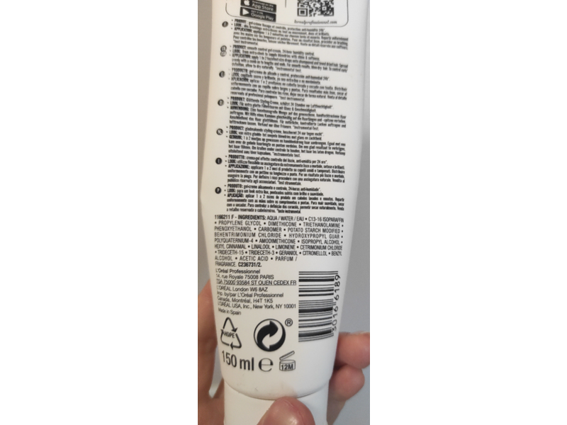 L'Oreal Tecni Art Smooth Control Gel-Cream, Liss Control, Force 2, 150 mL