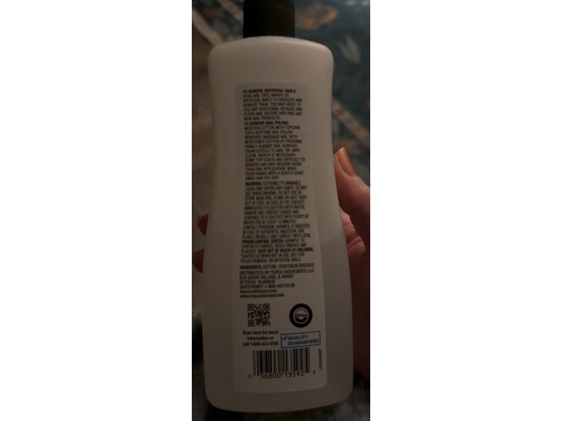Top Care Beauty Nail Polish Remover, 100% Acetone, 16 fl oz/473 mL