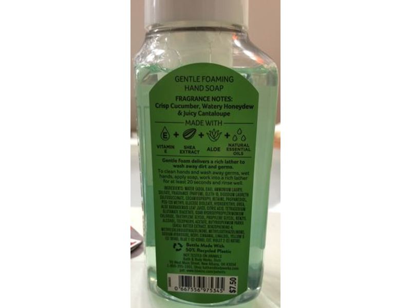 Bath & Body Works Gentle Foaming Hand Wash, Cucumber Melon, 8.75 fl oz/259 mL