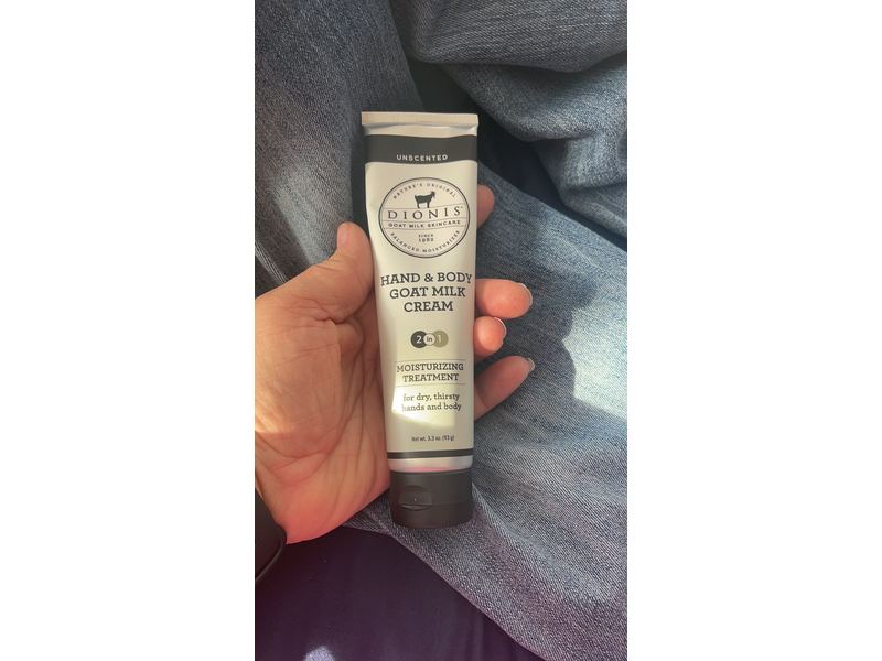 Dionis Hand & Body Goat Milk Cream, 2 In 1 Moisturizing Treatment, Unscented, 3.3 oz / 93 g