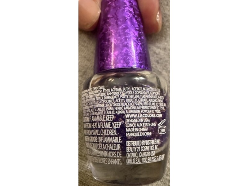 L.A. Colors Glitter Vibes Polish, Purple-Razzi, 0.44 fl oz/13 mL, Pack Of 2