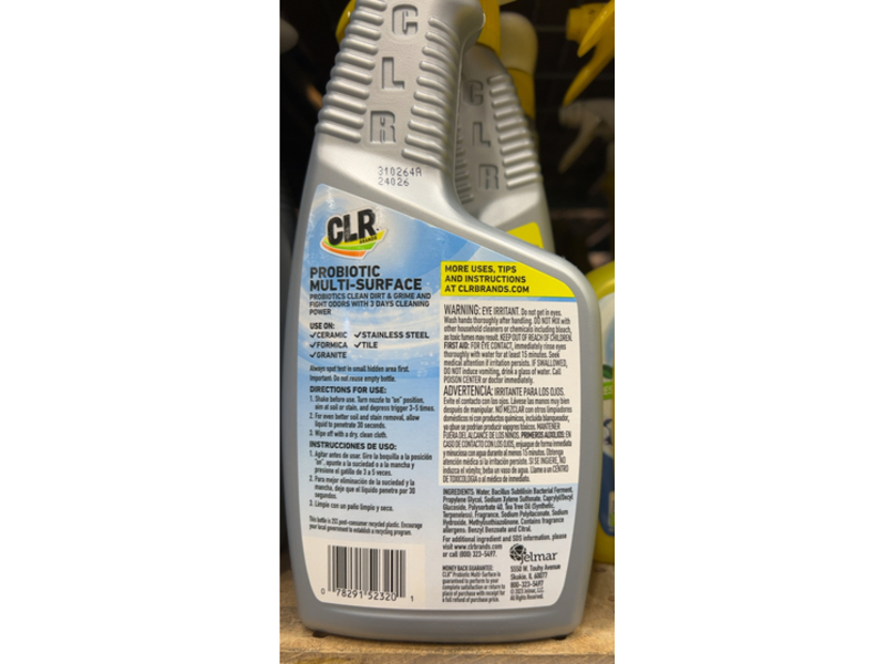 Clr Cleaner & Protectant Probiotic Multi Surface, Lemon Mist, 22 fl oz/650 mL
