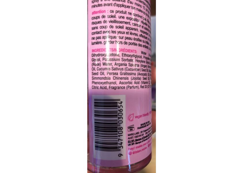 B.Tan Gimme The Glow Down Facial Tan Mist, Rosewater, Dark, 6.7 fl oz/190 mL