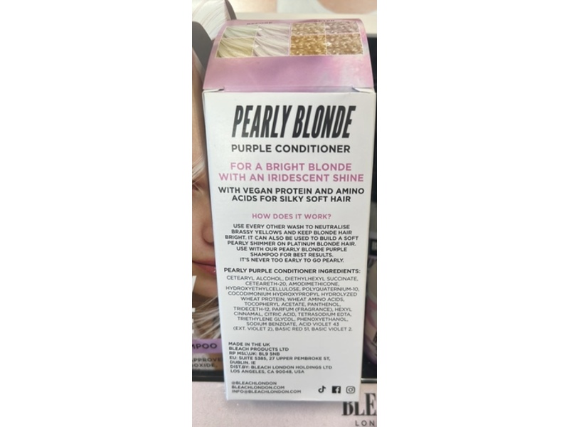 Bleach London Purple Conditioner, Pearly Blonde, 8.45 fl oz/250 mL