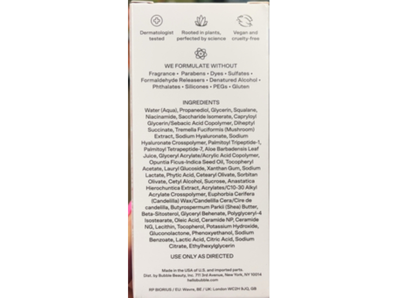 Bubble Water Slide Hydration Boosting Serum, Hyaluronic Acid + Peptides, 1 fl oz/30 mL