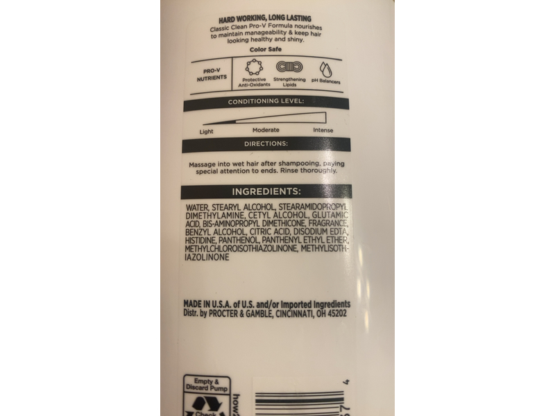 Pantene Pro-V Clean Classic Conditioner, 25.1 fl oz/745 mL