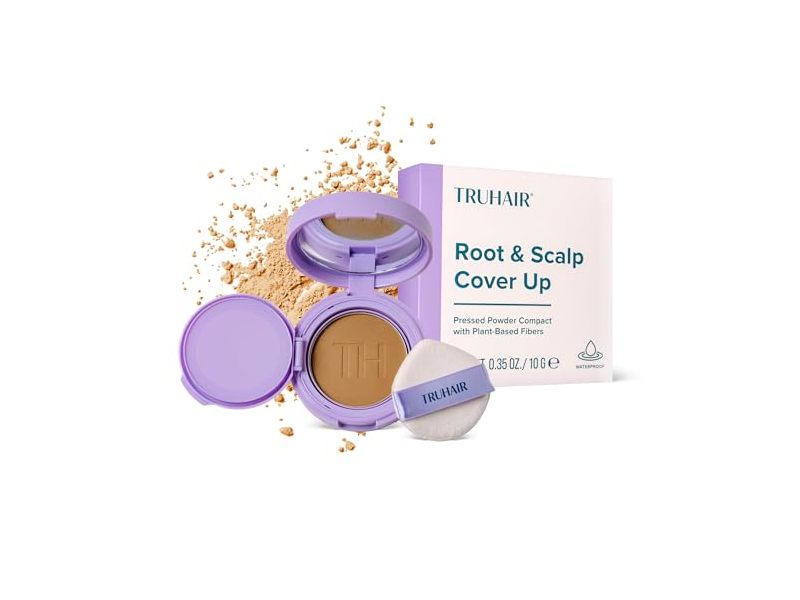 Truhair Root & Scalp Cover Up Pressed Powder Compact, Light Brown, 0.35 oz/10 g
