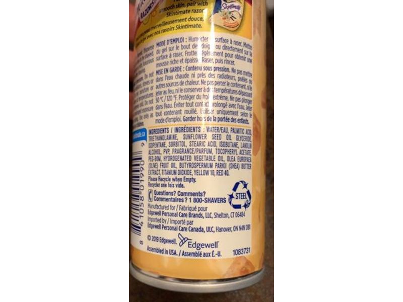 Skintimate Moisturizing Shave Gel, Vanilla Sugar Scent, 7 oz/198 g